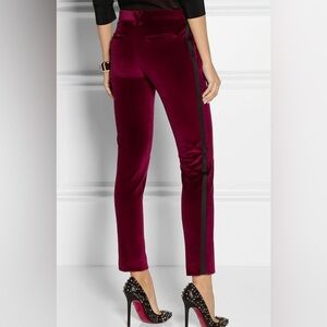 J Brand Burgundy Velvet Tuxedo Pants